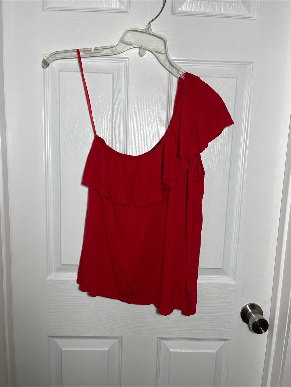 RXB Red One-Shoulder Ruffle Camisole